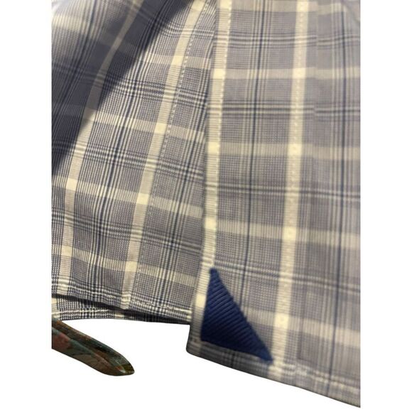 UNTUCKit Men's Blue Plaid Slim Fit Wrinkle Free Cotton Button Up Shirt Size 2XL - Picture 8 of 13